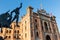 Bullfighter sculpture in front of Bullfighting arena Plaza de Toros de Las Ventas in Madrid, Spain.