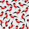 Bullfinch bird seamless pattern