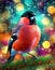 Bullfinch in Christmas setting