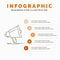 Bullhorn, digital, marketing, media, megaphone Infographics Template for Website and Presentation. Line Gray icon with Orange