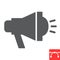 Bullhorn glyph icon, loudspeaker and megaphone, spread of information sign vector graphics, editable stroke solid icon