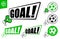 Bullhorn goal banner signs and symbols over white