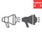 Bullhorn line and glyph icon, loudspeaker and megaphone, spread of information sign vector graphics, editable stroke