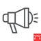Bullhorn line icon, loudspeaker and megaphone, spread of information sign vector graphics, editable stroke linear icon