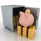 Bullions and piggy bank in a security safe