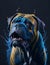 Bullmastiff Dog blue background Splash Art 1