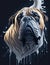 Bullmastiff Dog blue background Splash Art 2