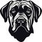 Bullmastiff Head, high quality b&w illustration