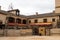 Bullring and belfry at Pedraza`s Plaza Mayor, Spain