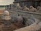 Bulls carved in stone with intricate stone work at Mamallapuram, TN, India