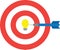 Bullseye with light bulb and dart. Center