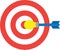 Bullseye with light bulb dart. Center