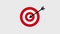 Bullseye or target and arrow hitting icons