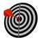 Bullseye target. Goal. Full-1. The red arrow in the top ten. Isolated. Gray tone.