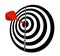 Bullseye target. Goal. Full-2. The red arrow in the top ten. Isolated. White tone.