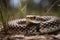 bullsnake closeup view at day light, neural network generated photorealistic image