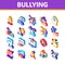 Bullying Aggression Isometric Icons Set Vector