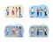 Bullying teenagers at school 2D vector isolated illustration set