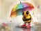 Bumblebee in colorful spring rain shower