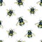 Bumblebee on a white background. Watercolor drawing. Insects art. Handwork. Seamless pattern for design