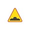 Bump warning traffic sign flat icon