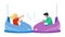 Bumper Car Attraction Enjoying Boy And Girl Vector