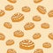 Bun frosting cinnamon roll seamless pattern