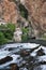 The Buna river with a waterfall flowing out of the cave, as well as the tekkia - an ancient dervish home, monks, Blagaj