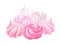 Bunch of airy french meringue pink, marshmallow, zephyr. sweetness, sweet cake, dessert. Hand drawn vector Illustration