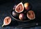 bunch autumn figs plate. High quality photo