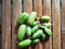 Bunch of Averrhoa Bilimbi or Bamboo Starfruit Freshly Harvested on Bamboo Surface