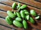 Bunch of Averrhoa Bilimbi or Bamboo Starfruit Freshly Harvested on Bamboo Surface