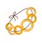 A bunch of bagels on a rope icon in flat isolated on a white background. Russian traditional bakery food. Symbol of the