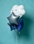 Bunch of balloons white cloud shape metallic balloon and stars for kids birthday  party on blue mint
