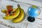 Bunch of bananas,globe and colorful teddy bear