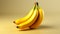 A bunch of bananas on a yellow background