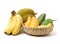 Bunch of bananas-yellow mangoes-durian fruits