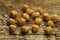 bunch of chickpeas on the old wooden background