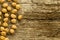 bunch of chickpeas on the old wooden background
