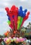 A bunch of colorful balloon toys.