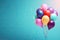 Bunch of colorful balloons on blue background. 3D Rendering, Bunch of bright balloons and space for text against color background