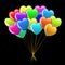 Bunch of colorful cartoon heart balloons