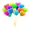 Bunch of colorful cartoon heart balloons