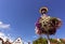 A bunch of colorful flowers on a lamp post