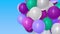 A bunch of colorful helium balloons. 3D animation