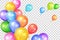 Bunch of colorful helium balloons on transparent back