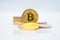 Bunch of Crypto currency coins with focus on BTC Bitcoin