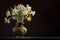 a bunch of daffodils, Narcissus pseudonarcissus, in ceramic vase, generative AI