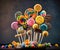 bunch of different colored candies and lollipops, generative AI