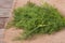 Bunch of dill on a napkin sackcloth